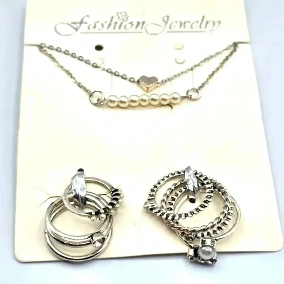Silver Bracelet Ring Fashion Jewelry Bracelet Ring Combo Set NWT - Picture 2 of 2